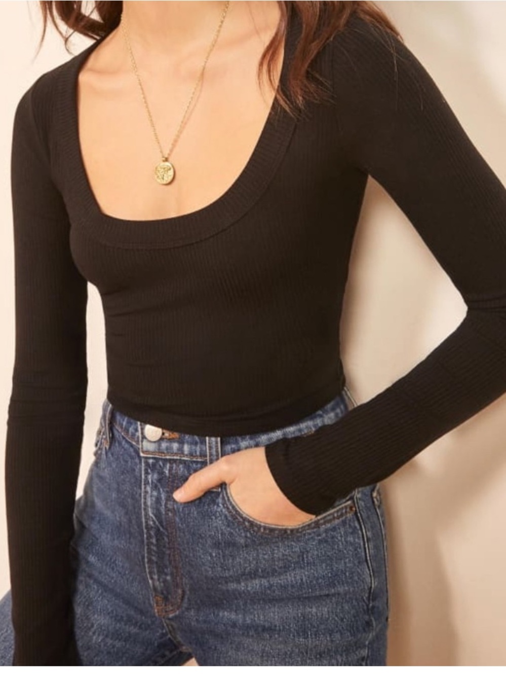 Reformation Paige Top Knit Ribbed Cropped